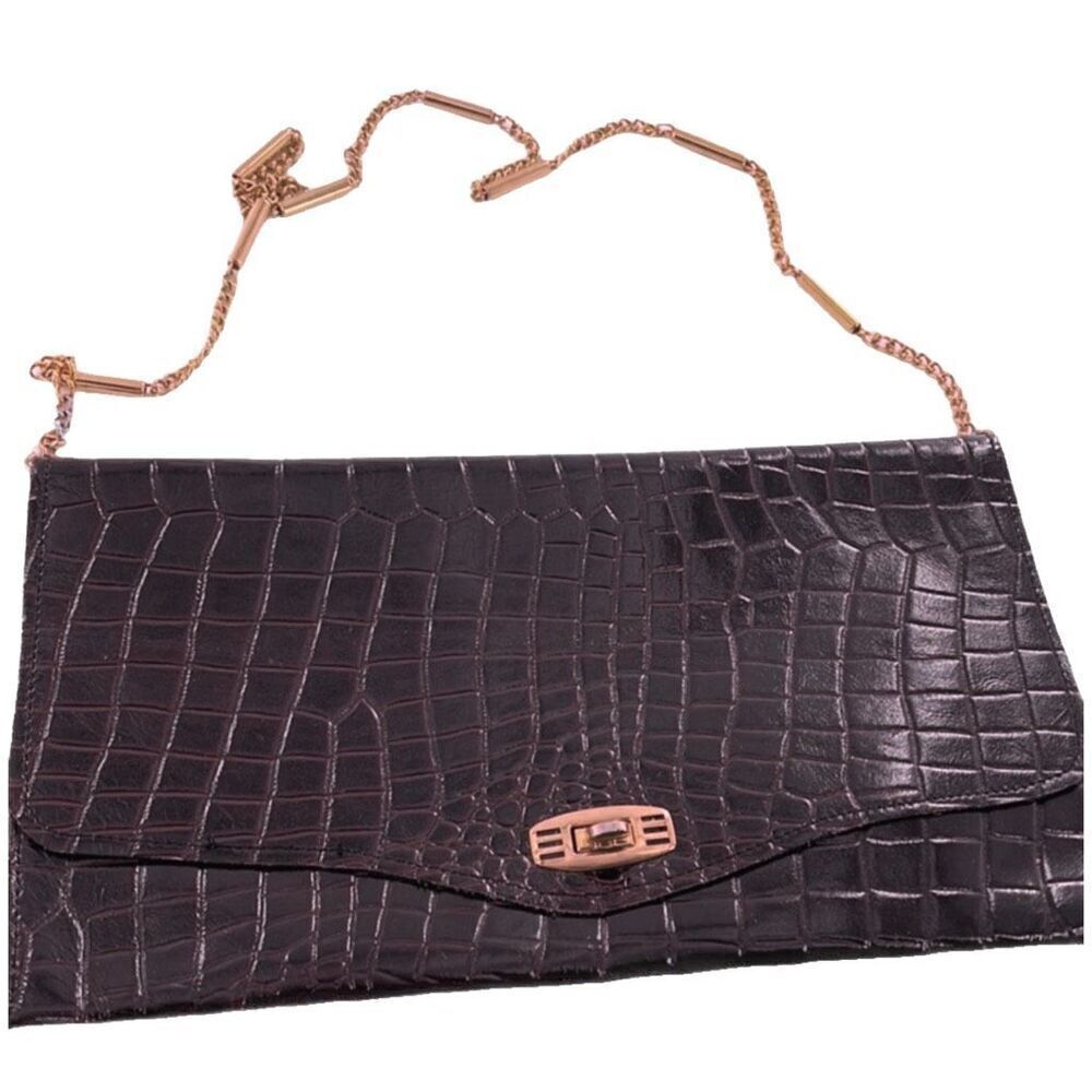 Vintage RINTR leather croc embossed leather envelope shoulder bag.